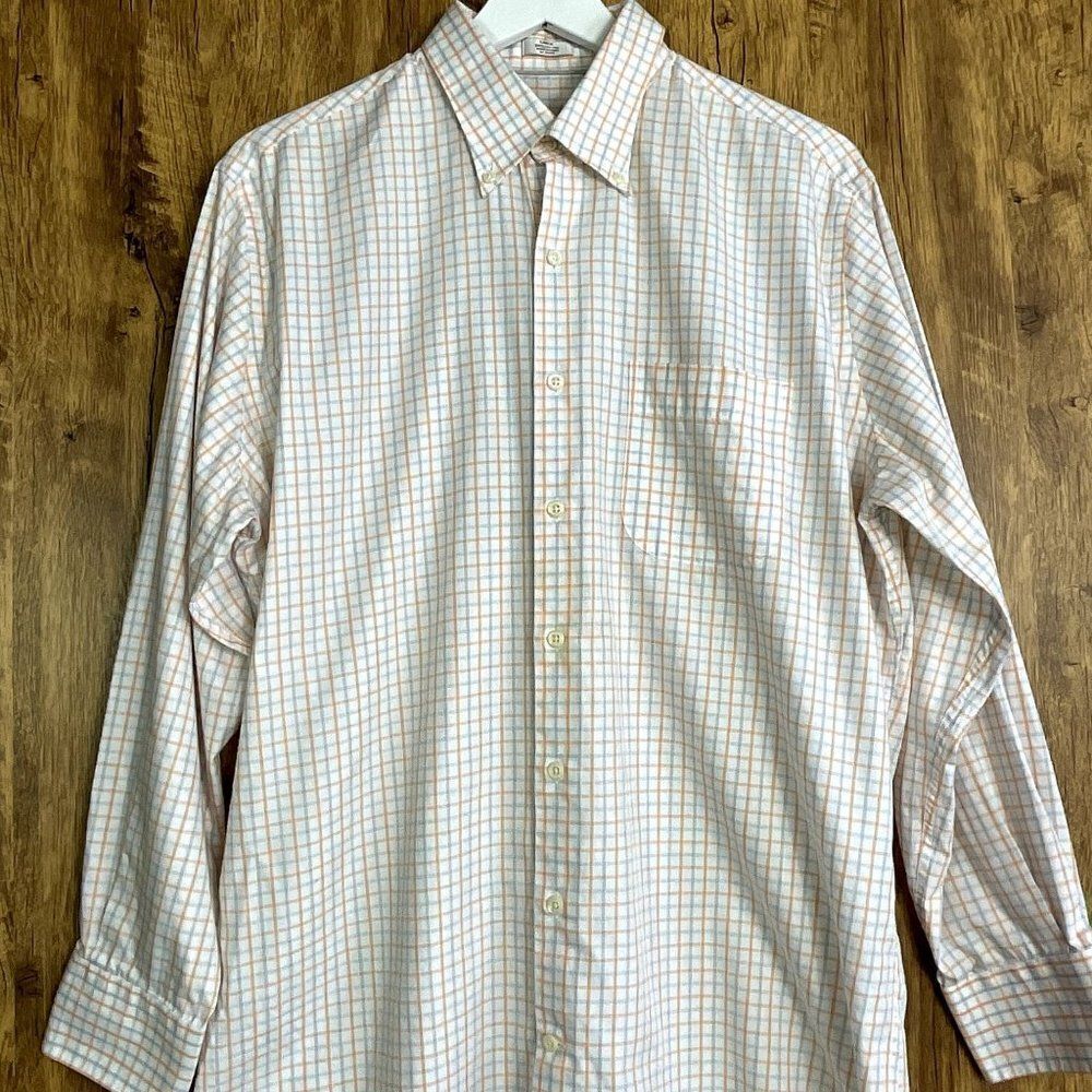 Peter Millar Plaid Button-Down, Light Blue & Oran… - image 4